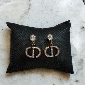 Dior Upcycled Stamped Elegant Gold and Silver Earrings